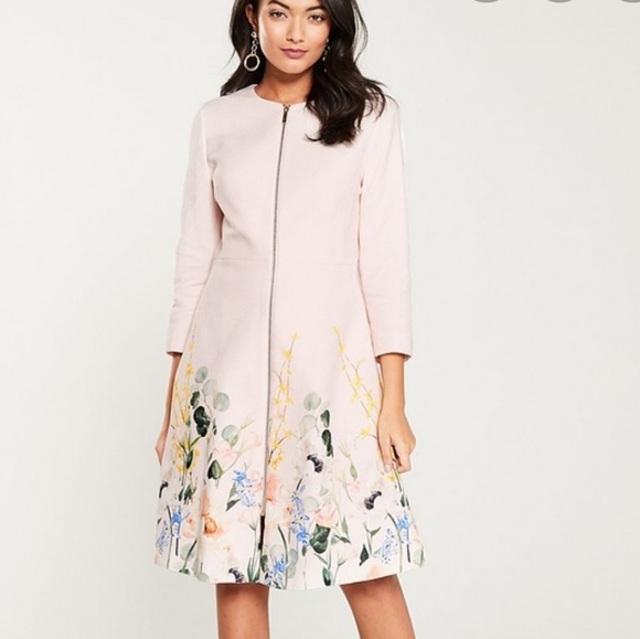 🍒NWT🍒 TED BAKER PALE PINK TEXTURED DRESS COAT - Picture 10 of 10
